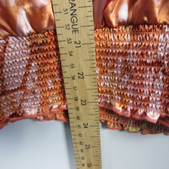 Unique Spectrum Stretch Halter Top Blouse Women L Orange Y2K Satin Bratz 100 - Picture 8 of 9